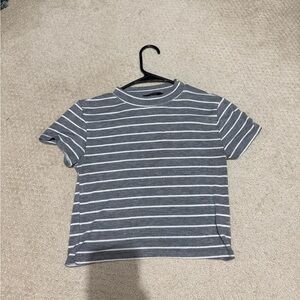 Forever 21 Gray and White Striped Cropped Tee